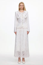 Saga Romantic Tailored Long Sleeve Lace Jacket and Skirt Set	