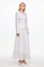 Saga Romantic Tailored Long Sleeve Lace Jacket and Skirt Set	