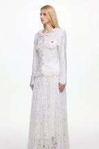 Saga Romantic Tailored Long Sleeve Lace Jacket and Skirt Set	