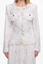 Saga Romantic Tailored Long Sleeve Lace Jacket and Skirt Set	