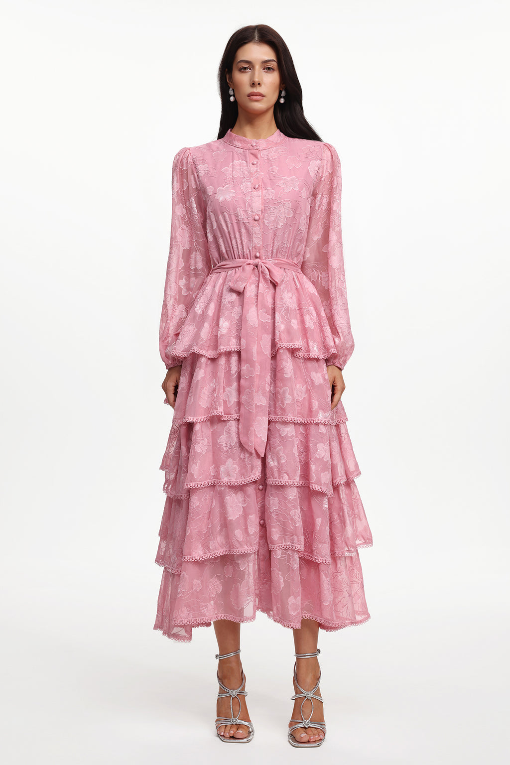 Nani Elegant Flowy Long Sleeve Floral Woven Maxi Dress	