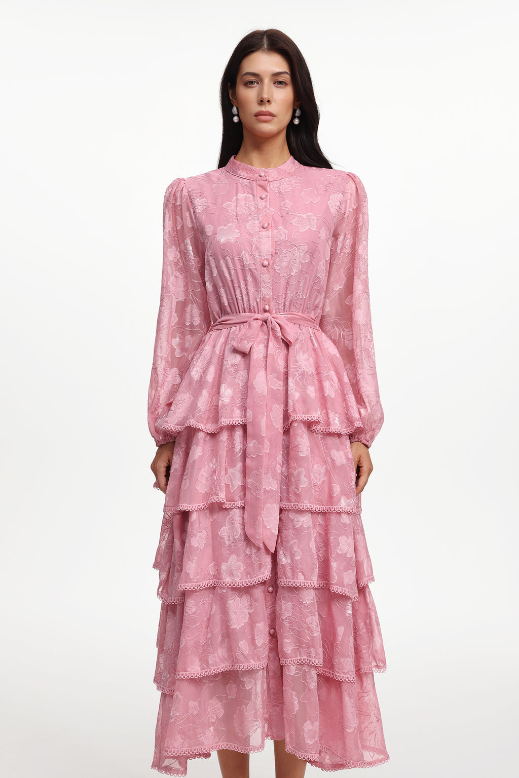 Nani Elegant Flowy Long Sleeve Floral Woven Maxi Dress	