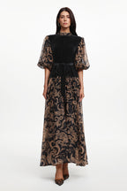 Secyij Resort Flowy Puff Sleeve Printed Woven Maxi Dress	