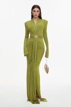 Naomi V-neck Long Sleeves Maxi Dress	