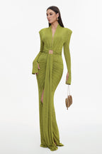 Naomi V-neck Long Sleeves Maxi Dress	