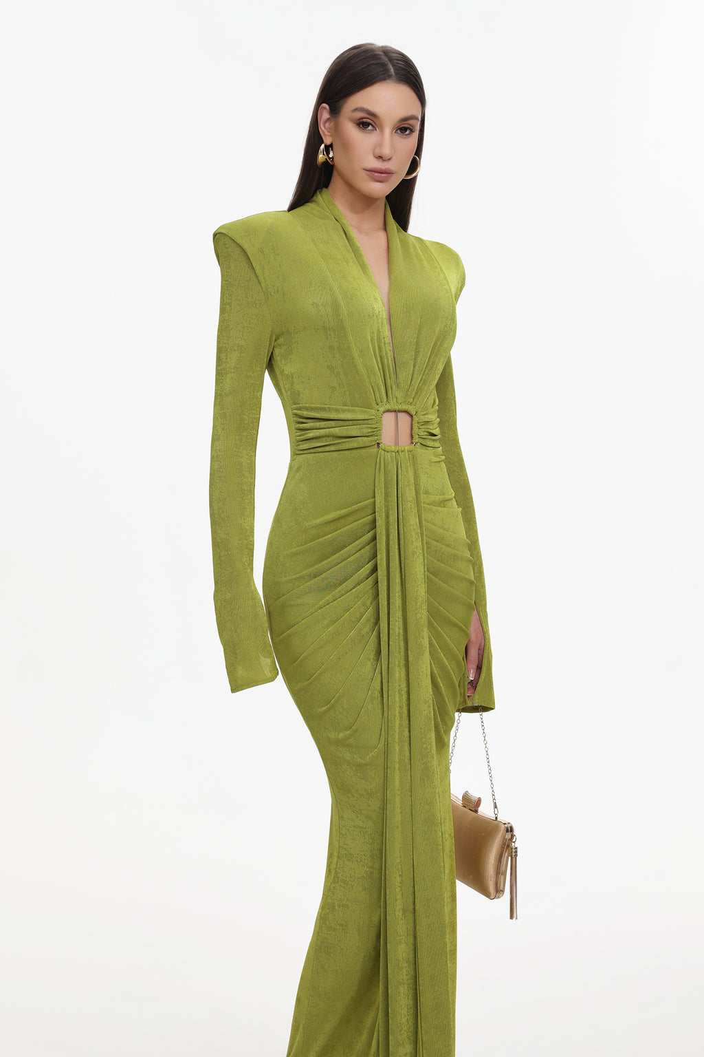 Naomi V-neck Long Sleeves Maxi Dress	