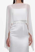 Sinai Elegant Flowy Sleeveless Chiffon Cape Maxi Dress	