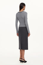 Jenny Chic Contour V Neck Long Sleeve Lace Knit Top	