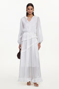 Hlasa Resort Flowy Long Sleeve Ruffle Woven Maxi Dress	