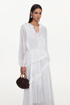 Hlasa Resort Flowy Long Sleeve Ruffle Woven Maxi Dress	