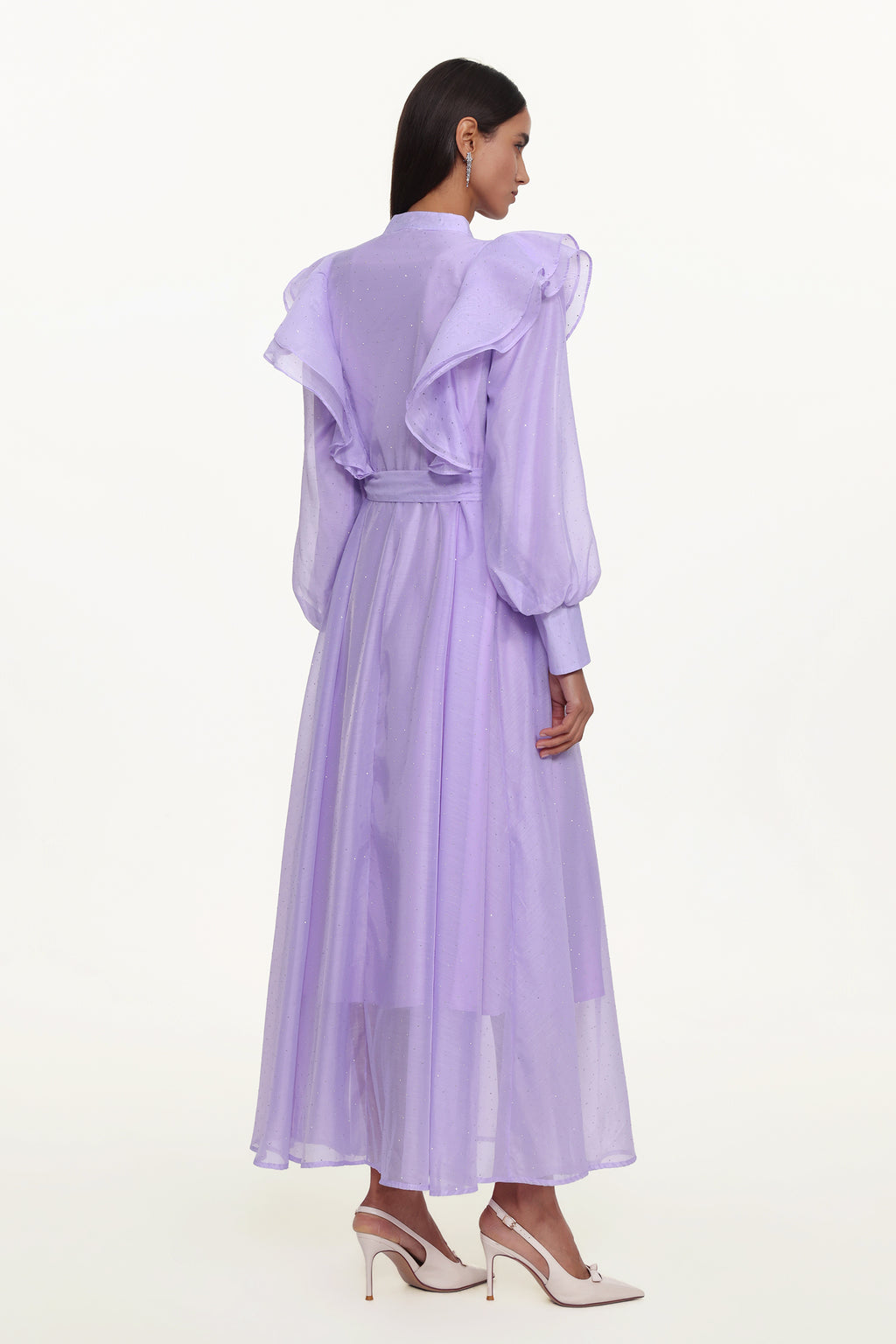 Hattie Resort Flowy Puff Sleeve Ruffle Woven Maxi Dress	