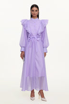 Hattie Resort Flowy Puff Sleeve Ruffle Woven Maxi Dress	
