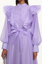 Hattie Resort Flowy Puff Sleeve Ruffle Woven Maxi Dress	