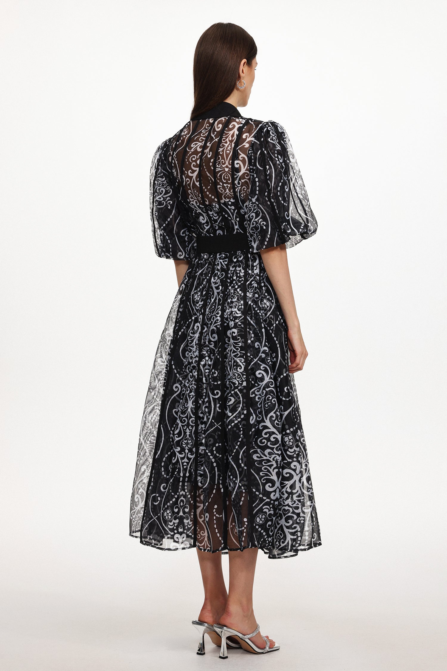 Vakana Resort Flowy Puff Sleeve Floral Woven Maxi Dress	