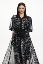 Vakana Resort Flowy Puff Sleeve Floral Woven Maxi Dress	