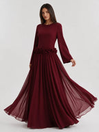 Amaya Flowerfall Gown -Wine