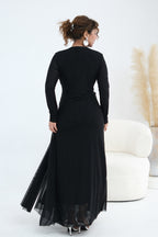 Grace Woven Mesh Maxi Dress-Black