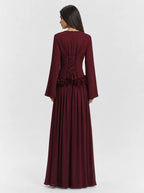 Amaya Flowerfall Gown -Wine