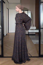 Amara Abstract Print Wide Sleeve Maxi Dress
