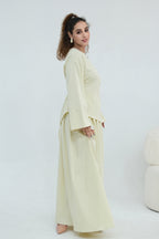 Zahra Asymmetrical Two Piece Maxi Set-Yellow