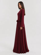 Amaya Flowerfall Gown -Wine