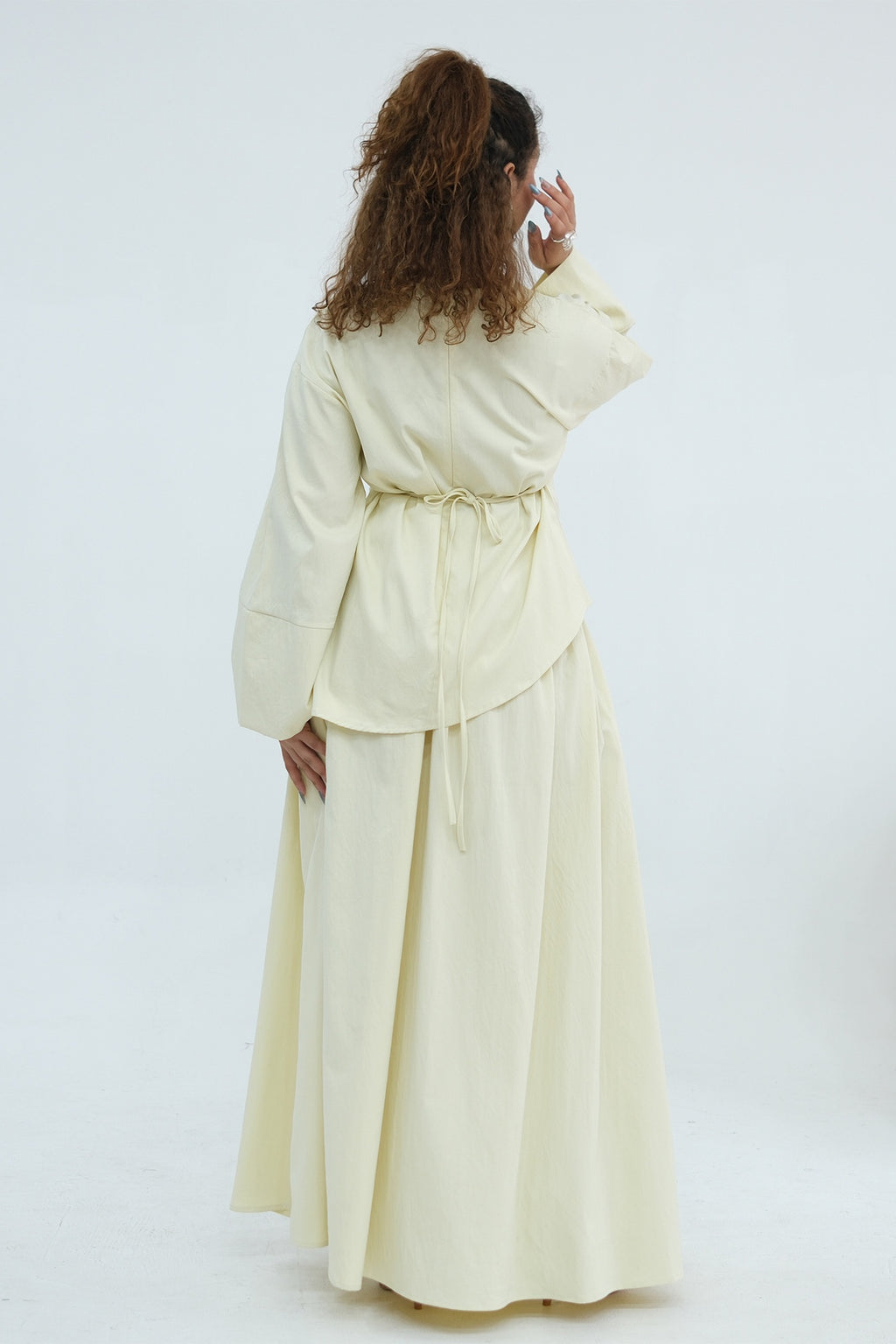 Zahra Asymmetrical Two Piece Maxi Set-Yellow
