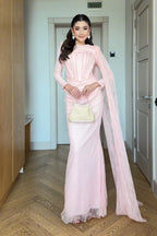 Victoria Boning Bodice Lace Cape Dress