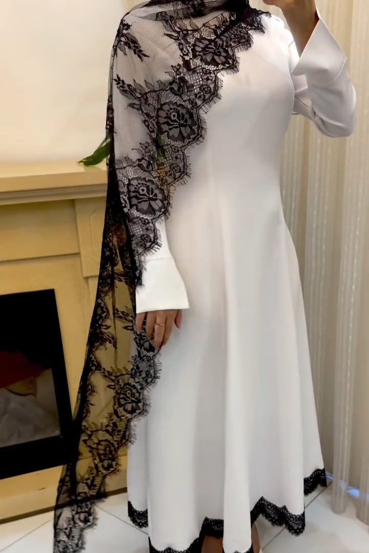 Natalie Lace Cape Trim Maxi Dress