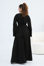 Zahra Asymmetrical Two Piece Maxi Set-Black