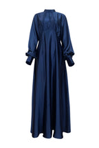 Luminous Satin Ruched-Bust Maxi Dress-DarkBlue
