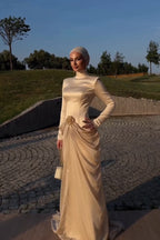 Maria Rose Applique Satin Maxi Dress
