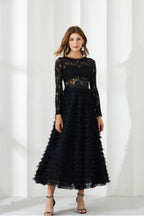 Jayleen Hollow Lace A-line Maxi Dress-Black