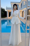 Asymmetric Blazer & Pleated Ensemble