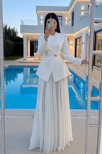 Asymmetric Blazer & Pleated Ensemble