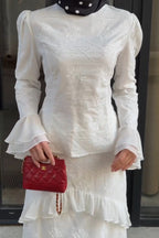 Elena Eyelet Embroidery Ruffled Skirt Set