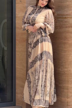 Chloe Baroque Print Pleated Maxi Dress