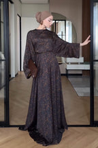 Amara Abstract Print Wide Sleeve Maxi Dress
