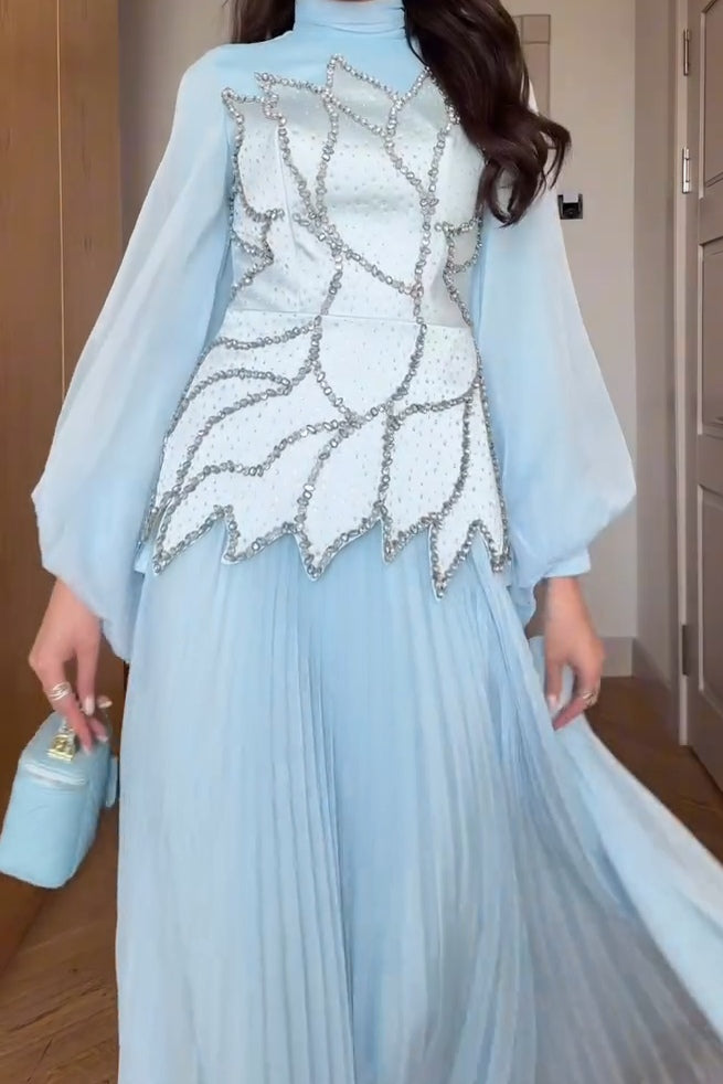 Stella Embellished Bodice Pleated Maxi Dress