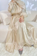 Maya Pearl Belt Shimmer Three-Piece Co-ord-Apricot