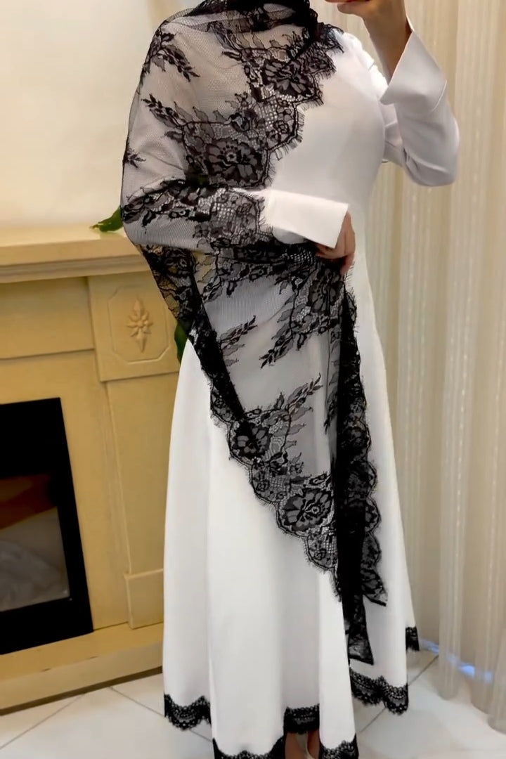 Natalie Lace Cape Trim Maxi Dress