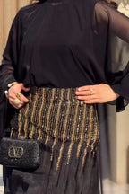 Grace Fringe Embellished Cape Maxi Dress