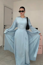 Paula Split Overlay Skirt Set-Blue