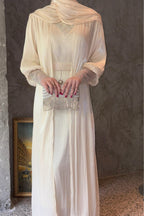 Sara Rhinestone Cuff Two-Piece Abaya-Apricot
