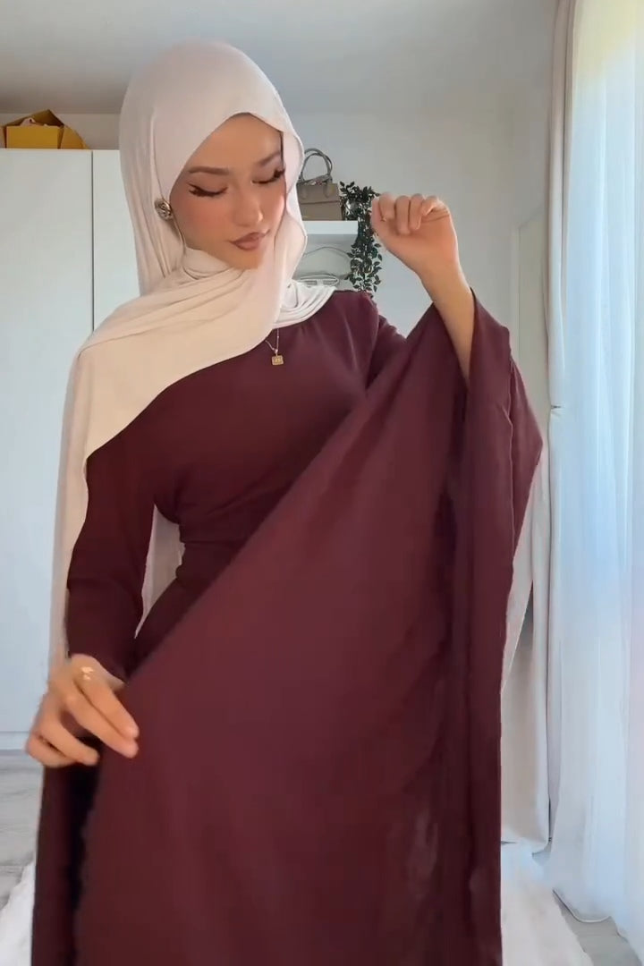 High-Neck Dramatic Cape Sleeve Maxi Dress