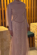 Grace Shimmering Tassel Maxi Dress-Pink