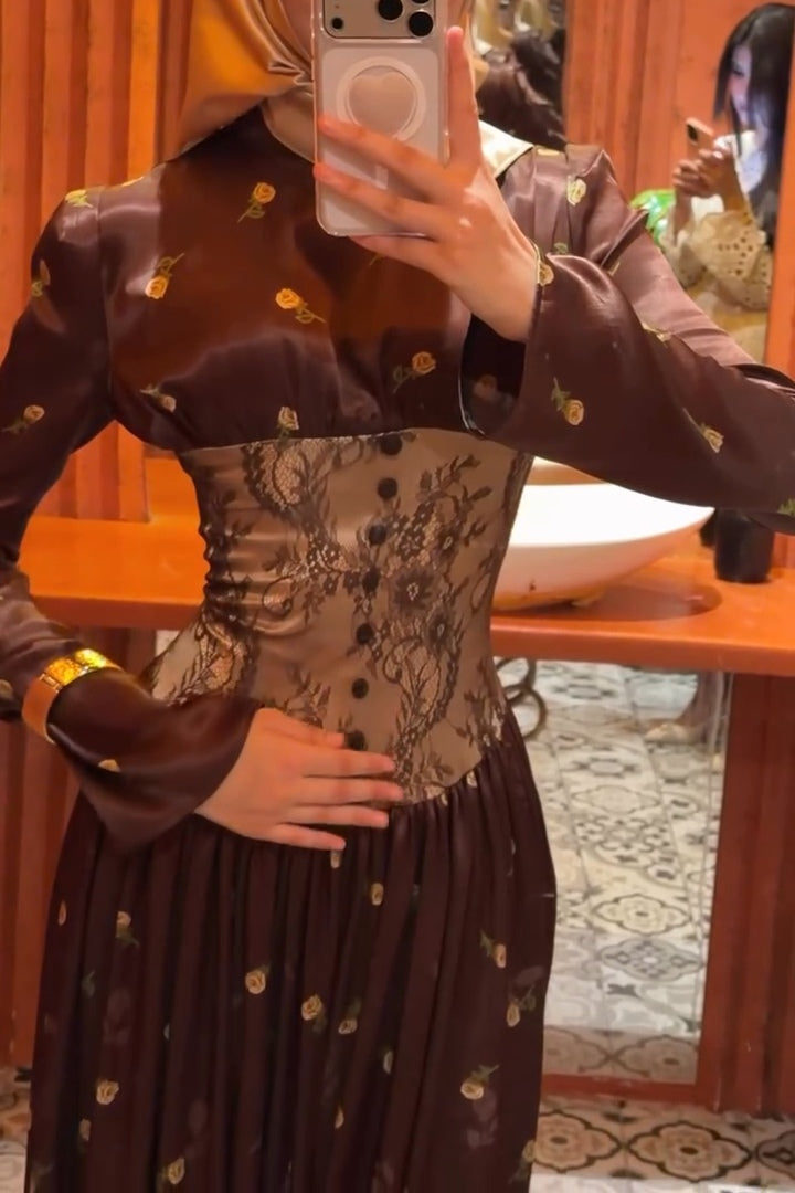 Maya Vintage Floral Corset Dress