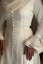 Button Down Attached Scarf Accent Maxi Dress