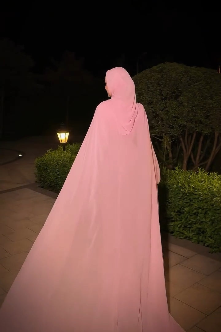 Noora Rhinestone Cape Chiffon Abaya Gown