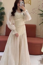 Liora Corset Beaded Tiered Maxi Dress