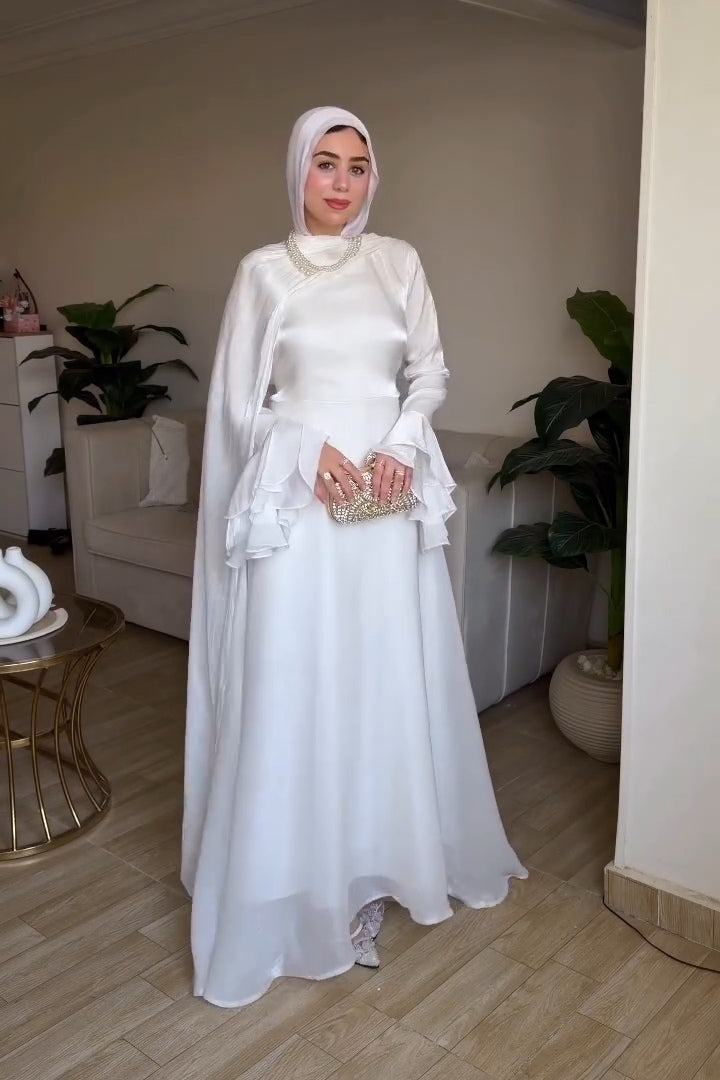 Nadia Cape Layered Flare Sleeve Gown